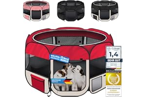 all Pets United® Welpen-Laufstall Tierlaufstall Welpenauslauf-Stall; XXL Freigehege für Hunde, Katzen, Hasen & Kleintiere im Innen- und Außenbereich (Rot)