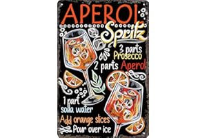 LUCKYLINDE Targa in metallo resistente alle intemperie 30 x 20 cm – Aperol Spritz Panoramica ricetta, nota