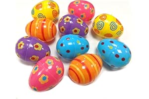 QUICKDRAW EASTER 40 x Assorted Pattern Fillable Plastic Surprise Easter Eggs - Fill With Easter Hunt Gifts and Chocolate