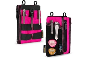 VIPERADE VE16 X-Pac EDC Pouch Small EDC Organiser Tool Bag with 7 Pockets, EDC Organiser Bag for Men, Small Multitools Organiser Pouch with Velcro Area, EDC Pocket Pouch Pink
