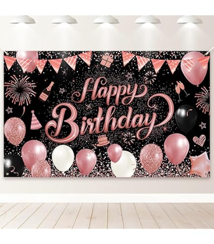 Decorazioni Compleanno Oro E Nero - Striscione, Palloncini, Festone Per Feste - Foto 1