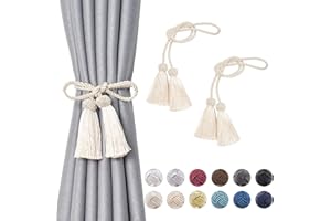 Pretty Jolly 2 Stück doppelte Quaste Vorhang Raffhalter handgemachte Seil Knoten drapieren Raffhalter Krawatte zurück Elegante dekorative Vorhanghalter für Haus & Büro Fenster Draperie (Beige)