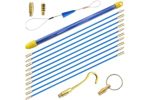 Akuoly Aiguille Tire fil électriques 5.0M Jeu de baguettes fibre de verre, Kit rétractable d’installation pour Cable en Boîtier Plastique, 50cm x 10pièces