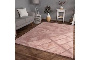 TT Home Tappeto Pelo Lungo Soggiorno Peloso Monocromatico Moderno, Colore: Rosa Rosa, Dimensione:120x160 cm