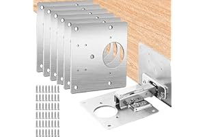 LAOJU Schrank Scharnier Reparaturplatte Edelstahl Scharnier Reparaturset 6 Stück Aufschraub Scharnier Reparaturplatte mit Loch Küchenscharnier Reparaturplatten mit Schrauben für Möbel Schrank Fenster Tür