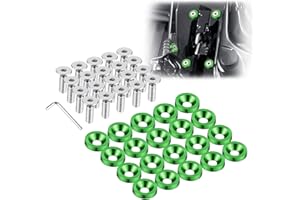 TOMALL Enmoo 20Pcs Billet Aluminum Fender Bumper Washer Bolt Engine Bay Dress Up Fastener Kit Lisence Plate Decor Bolts M6 Bolt Screw Accessories (Green)