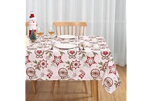 Hapterouse Świąteczny obrus olejoodporny i zmywalny obrus wodoodporny obrus biały dekoracje świąteczne obrus na sezon świąteczny, 132 x 180 cm