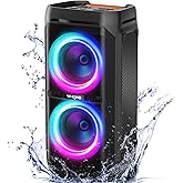 W-KING 100W Bluetooth Speakers V5.3, Portable IPX6 Waterproof Party Speaker/110dB Big Sound/DSP, Illuminated Karaoke O