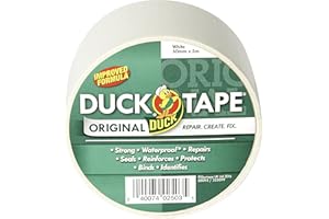 Duck Tape Original White 50mm x 5m, Improved Formula High Strength Waterproof Gaffer and Duct Adhesive Cloth Repair Tape, White