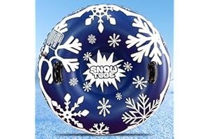 NEMMXUB Aufblasbare Schlitten Snow Tube Frostschutz Schlitten mit Griffen, 47 Zoll Wintersport Luftmatratze Klappbar Schneeröhre für Winter Outdoor Sport Kinder und Erwachsene