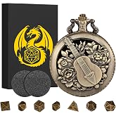 Keller &amp; Weber Mini DND Zar Seti Steampunk İ&ccedil;i Boş Ozan Cep Saati Kabuk Kılıfı, 7 adet K&uuml;&ccedil;&uuml;k &Ccedil;ok Y&uuml;zl&uuml; Metal D&amp;D Zar Seti, He