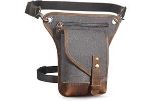 Handadsume Tela Resistente All'acqua + Vera Pelle Moto Equitazione Travel Coscia Borsa per Gambe Marsupio in Vita Per Gli Uomini Donne FB2141