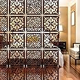 Olive Tree Wooden Room Divider for Living Room/Elegant and Modern Hanging Style/Screen Partition for Decorate Bedroom, Dining Room, Aesthetic Separator for Home 12 Panels(11.5 X 11.5) Walnut-7029