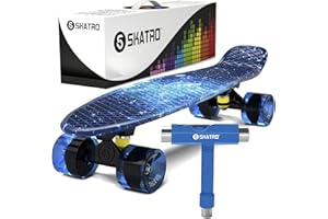 Skatro Mini Cruiser Skateboard. 22x6inch Retro Style Plastic Board Comes Complete