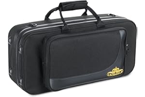 Lechgold Leichtkoffer für Bb-Trompete - Lightcase für alle gängigen Trompeten mit Perinet-Ventilen - Thermopolsterung - Außentasche - Rucksackgarnitur - Mundstück und Zubehör - Schwarz