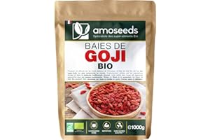 AMOSEEDS Baies de Goji Bio Supérieures 1KG | Sans soufre et sans Sucres Ajoutés | Himalaya