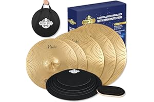 SOUNDPIER Rhythm Bytes Cymbal Pack with Drum Mute Pads | 12pcs Cymbal Set & Drum Silencer Pads, Quiet Drum Set Cymbals 14"/16"/18"/20" | Drum Mute Pak 10"/12"/13"/14"/16", 1 Bass Drum Mute Pad, Free Cymbals Bag