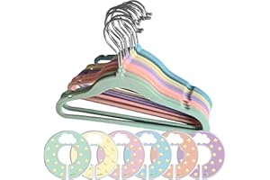 LITTLETINDRA Perchas Infantiles Terciopelo Bebés, Niños, Recién Nacido. Pack 30. Color Pastel. Antideslizante,Plástico Reciclado. REGALO Separadores Ropa Armario. Multicolor: rosa,azul,verde,morado..Cabides veludo