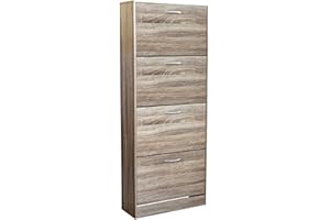 MILANI HOME MilaniHome.it - Scarpiera Con 4 Ante In Legno Di Design Porta Scarpe Di Alta Qualità, Cm 60x24x150 H Colore: Marrone