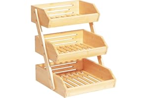 ADEL DREAM AdelDream Cestino per frutta in bambù a 3 ripiani per frutta e snack perfetto per snack di frutta verdura prodotti per la casa e altro in bambù 3 strati bambù