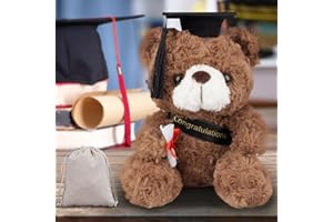 Oso Peluche, TGKYK 23 cm Oso de Peluche con Diploma y Sombrero de Doctor, Regalo Graduacion Universidad para Niñas y Niños (Marrón Oscuro)