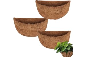 Aeutwekm Lot de 3 doublures en Fibre de Coco pour paniers Suspendus Semi-Ronds et Creux, pour paniers Suspendus de Jardin, porche, Balcon, Pot de Fleurs de Rechange pour paniers Suspendus de 25,4 cm,