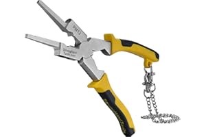 Strong Hand Tools, Deluxe MIG Welding Pliers, 8-Inch, Rounded & Flat Face Hammer,Fine & Coarse Files, Side Pull V-Notch, Retention Chain, Ergonomic Grip, PM12, Red