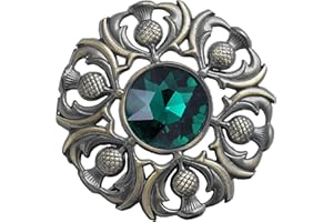 KILT MANIA Elegant Scottish Kilt Fly Plaid Brooch - Premium Thistle Design with Sparkling stone, Handcrafted Tartan Sash Pin, Luxurious Highland Dress Accessory for Women's