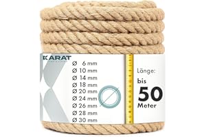 ‎KARAT KARAT Juteseil Kletterseil 5m 20mm Dicke Juteschnur, Tau Seil aus 100% Natur Jute extra Starke Juteband Schnur, Kordel Garn für Sport, Garten Dekoration, Bastelarbeiten Kratzbaum