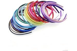 JZK 34 x wielokolorowe plastikowe opaski na głowę Alice opaski do włosów satynowe opaski na głowę dla dziewcząt i kobiet, dzieci, urodziny, przyjęcie, upominki, prezent, Wielokolorowy, 1 count (Pack
