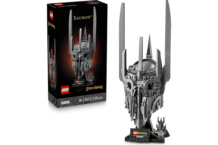 LEGO Icons The Lord of the Rings: Helmet of Sauron - Model Kit for Adults - with the One Ring and a Collectible Minifigure - DIY Gift Idea for Movie Fans - 11373