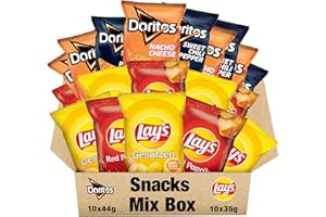 ‎LAY'S Doritos & Lays Mini-Pack 20x35g/44g – Gemischte Chipsbox mit Nacho Cheese, Sweet Chili Pepper, Salted & Red Paprika – Snackmix für unterwegs, Party & Alltag