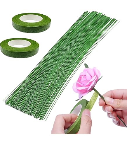 Nastro Floreale Autoadesivo Per Fiori - 4 Rotoli, Verde, Larghezza 12 Mm, Totale 30 Metri