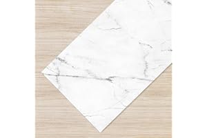 IlGruppone Tappeto Cucina Antiscivolo Made in Italy Passatoia Antimacchia Multiuso Corridoio Soggiorno Lavabile in Lavatrice - 50x300 - Marmo White