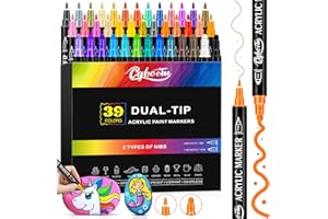 CGBOOM Kredki akrylowe, 39 kolorów, podwójne końcówki, wodoodporne, do kamieni, do malowania, wodoodporne, do malowania kamieni, drewna, płótna