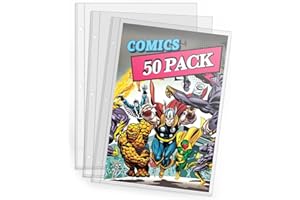 TUTATA Binder Sleeves for Comic Books, 50 Pack Comic Book Protector Sleeves Acid-Free, 3-Hole Punched for Comic Book Storage and Collection