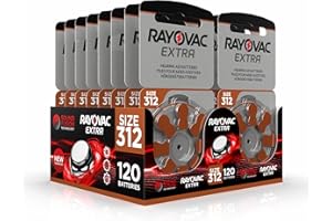 Hearing360 120 Batterie per apparecchi acustici Rayovac Extra modello 312, durata superiore, compatibilità universale, senza mercurio (15 blister da 8 pile)
