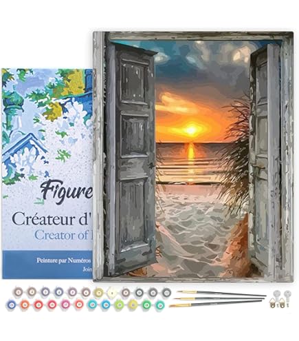 Kit Peinture Par Numéros Adulte KEYIFA - Paysage 30x40 Cm, Avec Peintures Acryliques Et Pinceaux - Activité DIY Créative, Décoration Maison