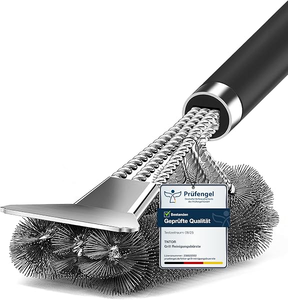 TNTOR Grill Brush, BBQ Cleaner Cleaning Brush with Stainless Steel Scraper, Bristles and Extra long Handle, BBQ Wire Brush for Charcoal Grill, Electric Grill, Gas Grill. - 1
