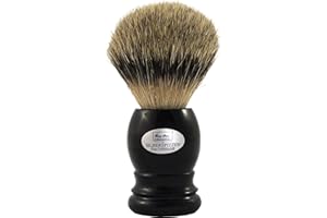 Hans Baier Exclusive Brocha de Afeitar (pelo de tejón punta de plata real – Asa de plástico, color negro