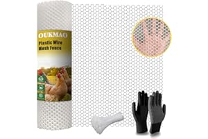 OUKMAO Chicken Wire Mesh Roll 3m Poultry Breeding Netting Plastic Mesh Fencing Garden Balcony Fence Mesh for Poultry, Dogs, Rabbit, Animal Barrier, Floral,Snake Barrier & Gardening (White, 40cm x 3m)