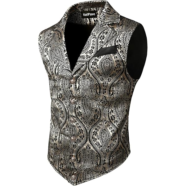 Barry.Wang Chaleco Victoriano De Seda Para Hombre Conjunto De Corbata Collar A Medida Paisley