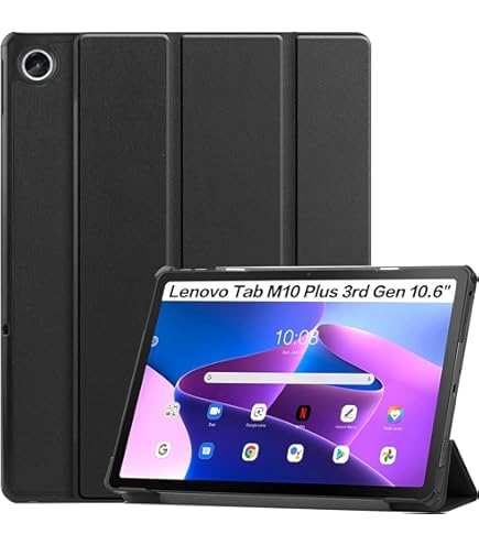 Custodia Per Lenovo Tab M10 (3a Gen) 10.1" - Cover In Pelle Con Funzione Sonno/Sveglia, Supporto Regolabile, Nero - Foto 4