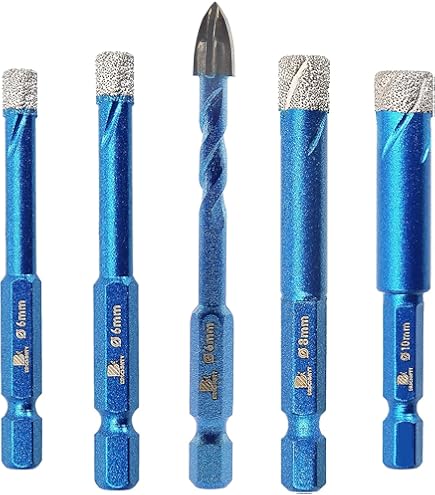 Teronbeta Diamantboor met boren, centreergeleiding, professionele vacuüm gesoldeerde diamantzaagzaag voor tegels, porselein, glas, marmer en keramiek (125 mm Teronbeta Diamantboor met boren, centreergeleiding, professionele vacuüm gesoldeerde diamantzaagzaag voor tegels, porselein, glas, marmer en keramiek (125 mm