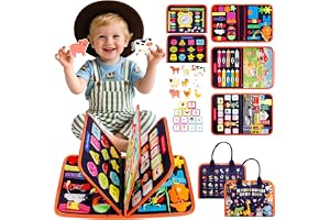 CYJJYZ Busy Board, Quiet Book, Busy Book gjord av filt, aktivitetsbräda för tidig utbildning, sensoriska leksaker, Montessori leksak från 1 2 3 4 år flicka pojke