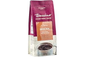 Teeccino Mocha Chicory Herbal Coffee Alternative, Caffeine Free, Acid Free, Coffee Substitute, Prebiotic, 11 Ounce
