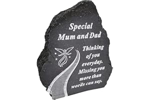 ONLINESTREET Black And White Stairway To Heaven Special Mum and Dad Tribute Detail Rock Memorial Grave Plaque