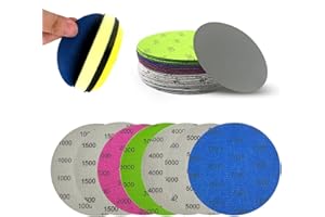 CQQNIU Papel abrasivo circular húmedo y seco 1000/1500/2000/3000/4000/5000/7000 para acabado de muebles de madera y pulido de coche