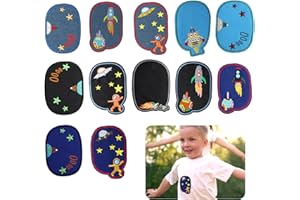 PEWCAY Set di 12 Toppe Termoadesive per Riparazione e Decorazione,Patch Ricamate per Bambini e Adulti,Ideali per T-Shirt, Jeans, Borse,Motivi Vari e Colorati,Alta Qualità e Resistenza