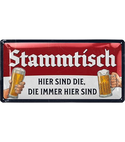 Retro Blechschild 'STAMMTISCH' – 46x10 Cm, Metallschild Mit Witzigem Spruch, Für Kneipe, Bar Oder Deko